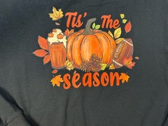 Tis The Season Pullover Sweatshirt~Pumpkin~Fall Season~Football~Size XL~Black~