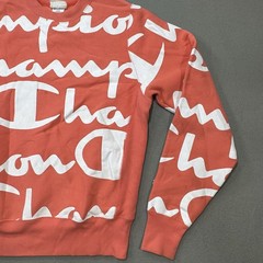 Champion Reverse Weave Crew Sweatshirt Mens S Small Coral All-Over Logo S2973