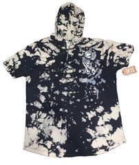 Dikotomy DK Tie Dye Two Toned Hoodie Black Tan Skeleton Hands Prayer L