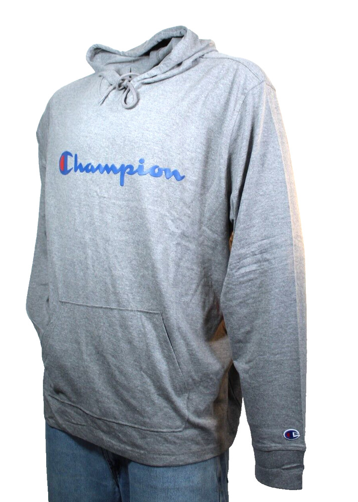 NWT CHAMPION Size Medium Grey Cotton Blend Jersey Men Midweight Hoodie Pullover
