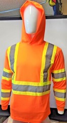 Class 3 Long Sleeve Safety Shirt With Hoodie, Polyester Birdeye mesh