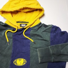 VTG 90s Wu Wear Hoodie Wu-Tang Clan Embroidered Logos Hip Hop Rap Colorblock S