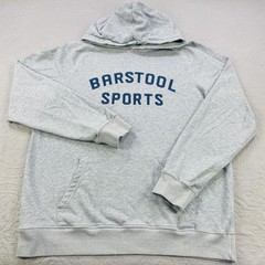 Barstool Sports Hoodie Mens XL Gray Pullover 100% Cotton Kangaroo Pocket Logo