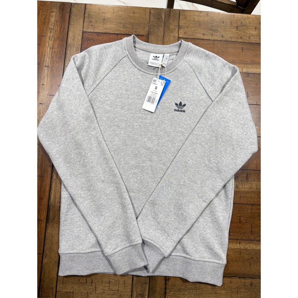 Adidas Originals Mens Ess Crew Trefoil Sweatshirt Grey Heather Small NWT
