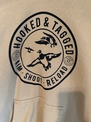 Hooked and Tagged Aim Shoot Reload Men’s Pullover Hoodie Size M