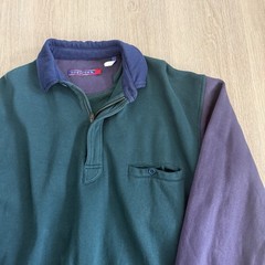 Vintage 90s Tri Color Block Quarter Zip Sweatshirt Blue Purple Green Norsport