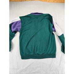 Dunlop Vintage 90s Mens Colorblock Quarter Zip Sweatshirt Green Purple Medium