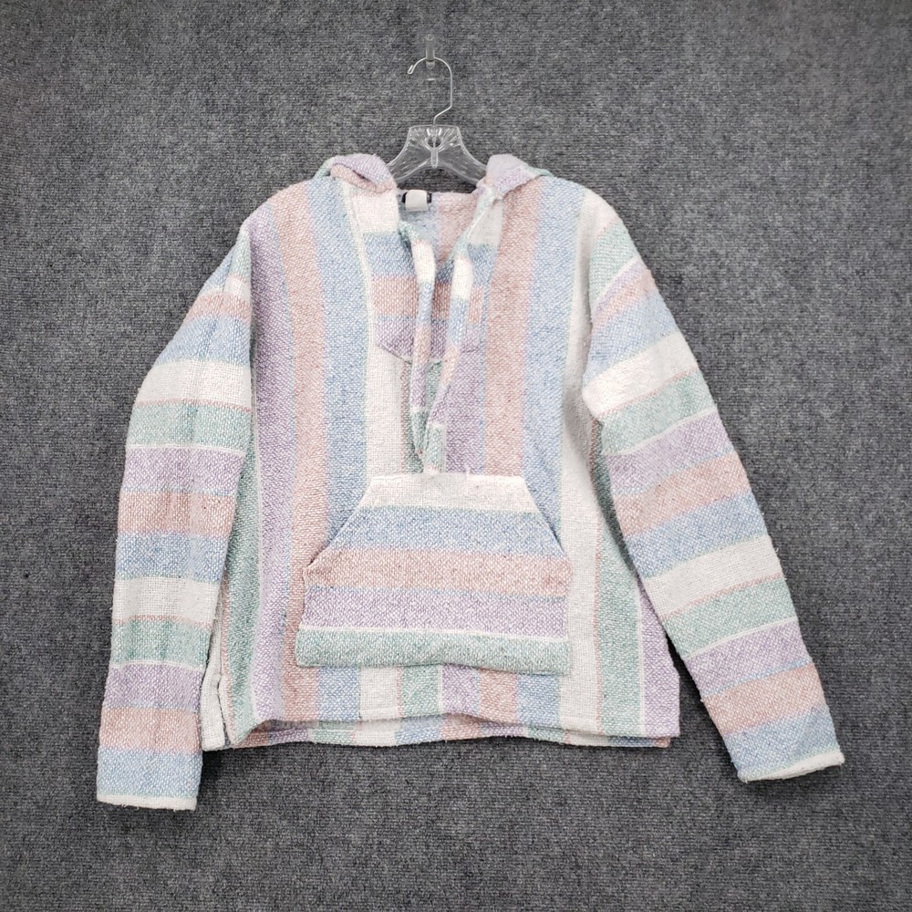 Earthbound Trading Hoodie Sweater Men Small 34-36 Molina Striped Pullover Baja