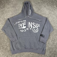 47 Street Hoodie Mens L Gray From The Inside Out Graphic Print Drawstring