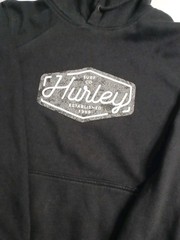 Hurley Surf Co. Hoodie Men’s Sz L Black Graphic Print Sweatshirt Pullover Beach