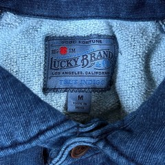 Lucky Brand Sweatshirt Mens M True Indigo Henley Pocket Long Sleeve Pullover