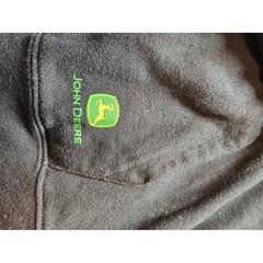 John Deere Mens Hoodie Black Plaid Lined Logo Pullover Sweatshirt Large