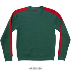 Royal Blue Apparel MEN SINGLE STRIPE FLEECE PULLOVER CREWNECK GREEN/RED 4513