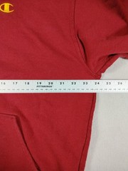 Champion Hoodie Mens Large Red Pullover Fleece Sweatshirt Embroidered Logo