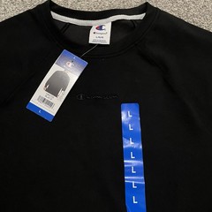 Champion Men’s Crewneck Sweatshirt NWT Size Large Black Chest And Arm Logo