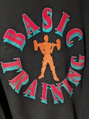 Vintage 90s Basic Training Gym Weightlifting Black Large Sweatshirt