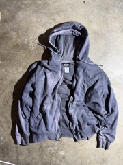 Y2K 22000S SUN FADED THERMAL FULL ZIP HOODIE PURPLE WASH BOXY FIT SIZE LARGE