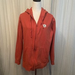 Burton Family Tree Hoodie Mens L Orange Sweatshirt Full Zip Front Snowboarder