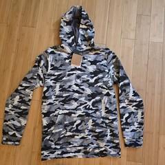 The North Face Gray Camo Fleece Pullover Hoodie XXL Teens Logo Pockets