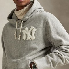 Polo Ralph Lauren New York Yankees Fleece Hoodie Men’s Size Large Grey White