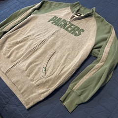 Men’s Green Bay Packers Nfl Zip Up Sz XL Jacket Cotton Gray Good Condition
