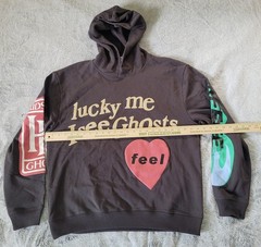 Kanye West Unisex Medium Lucky Me I See Ghosts Puff Letter Gry Hoodie Kid Kudi