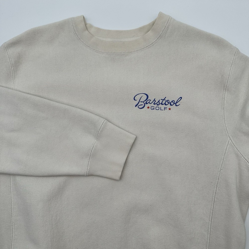 Barstool Golf Sports American Flag Cream Crewneck Sweatshirt USA Thick Size M