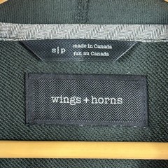 Wings + Horns Full Zip Hoodie Mens Small Green Gorpcore Quiet Luxury Sustainable