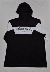 Kenneth Cole New York Long Sleeve Hoodie Shirt –Black White Core Spring