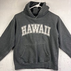 Vintage XNT Hawaii Letter Graphic Hoodie Sweatshirt Size L Large Dark Gray
