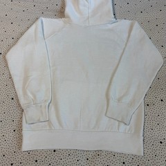 Vintage 1980s Sony Champion Hoodie Size Small White Blue Drawstring