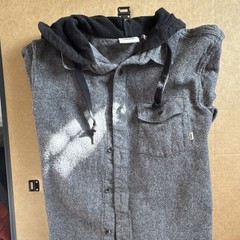 VANS Men’s Pullover Hoodie Fleece Button Front Pockets Logo Gray/Black S