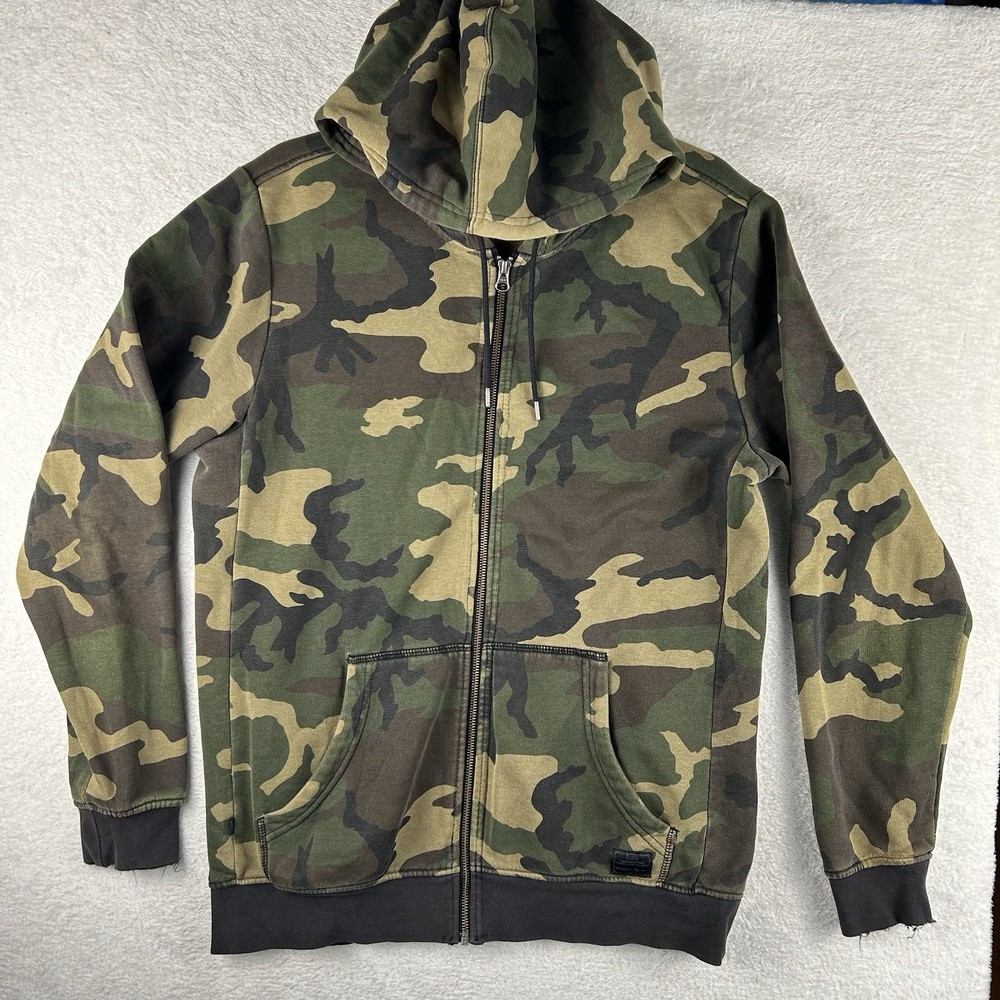 Nike Hoodie Sweatshirt Men Size M Green Camouflage Full Zip Y2K Grunge Skater