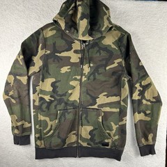 Nike Hoodie Sweatshirt Men Size M Green Camouflage Full Zip Y2K Grunge Skater