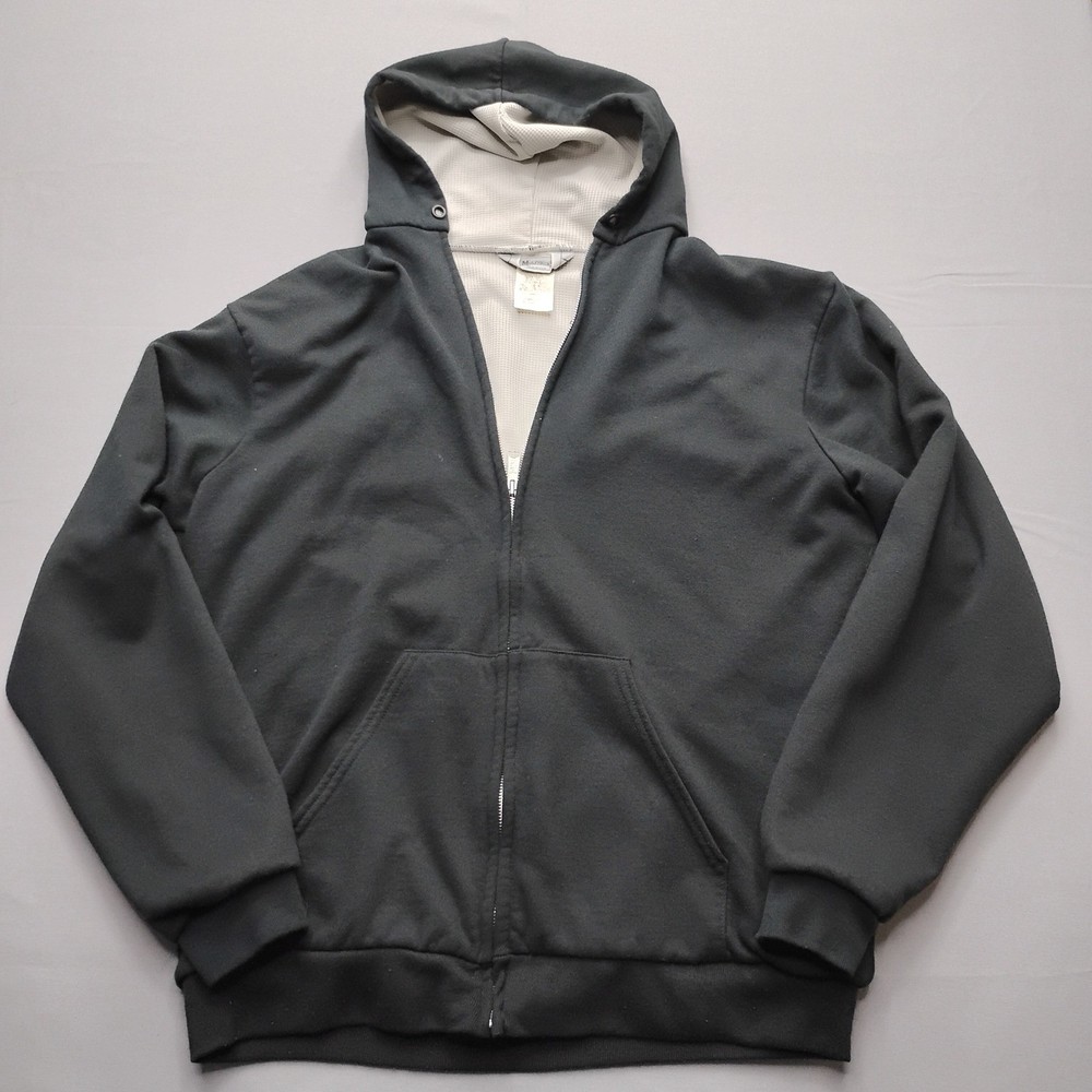 Vintage Muleskins Mens XL Black Thermal Lined Full Zip Hoodie Made in USA