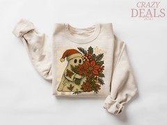 Ghost Santa Christmas Sweatshirt Retro Holiday Apparel Top