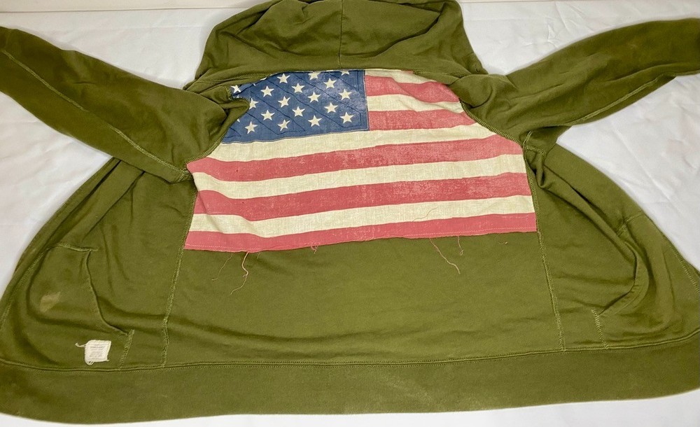 Denim Supply Ralph Lauren Flag Hoodie Mens Large Olive Green