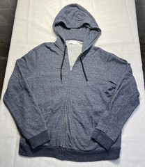 Everlane Hoodie Sweatshirt Mens Large Blue Fleece Full Zip Pockets 100% Cotton