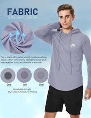 Men Dry Fit Athletic Shirt Workout Running Long Sleeve Shirts with Hoods Hoodie