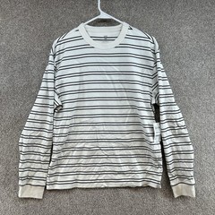 NWT Mode of One Men’s Sweatshirt Size Small White Black Striped Long Sleeve