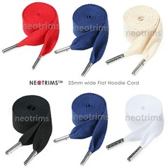 Flat Cotton Drawstring Hoodie String with Stopper Ends,25mm Drawcord Shoelace
