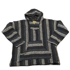 Baja Joe Hoodie Baja Hoodie Pullover Striped Blue White Black Long Sleeve