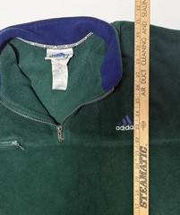 Vintage Adidas Pullover Men 2XL 1/4 Zip Fleece Green with Purple Logo 90s 0130A4