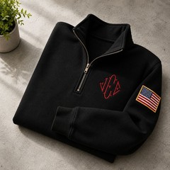 Embroidered J.E.E. Epstein USA Quarter Zip Sweatshirt Jeffrey Epstein Embroidery