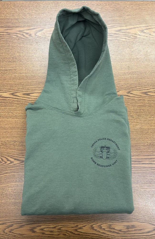 Omaha Police Department OPD Bomb Response Unit Hoodie Sweatshirt Green Mens Lage