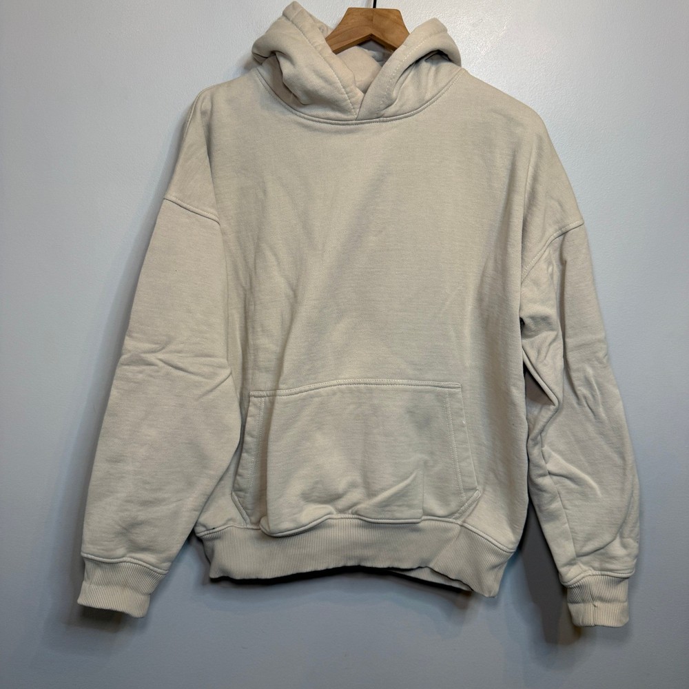 Hours Collection Mens Sand Beige Heavyweight 100% Cotton Oversized Hoodie Medium