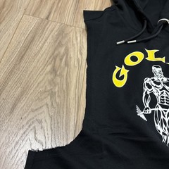 Gold’s Gym Muscle Joe Sleeveless Hoodie Men’s Small Black Training Workout – NWT