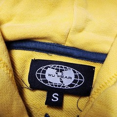 VTG 90s Wu Wear Hoodie Wu-Tang Clan Embroidered Logos Hip Hop Rap Colorblock S
