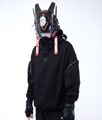 Niepce Unisex X-2 Pullover Black Techwear Hoodie Urban Streetwear Sweatshirt