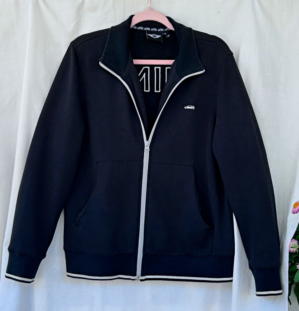 MINI Cooper Men’s Black Full Zip Sweatshirt Jacket w/ Pockets High Neck Logo XL